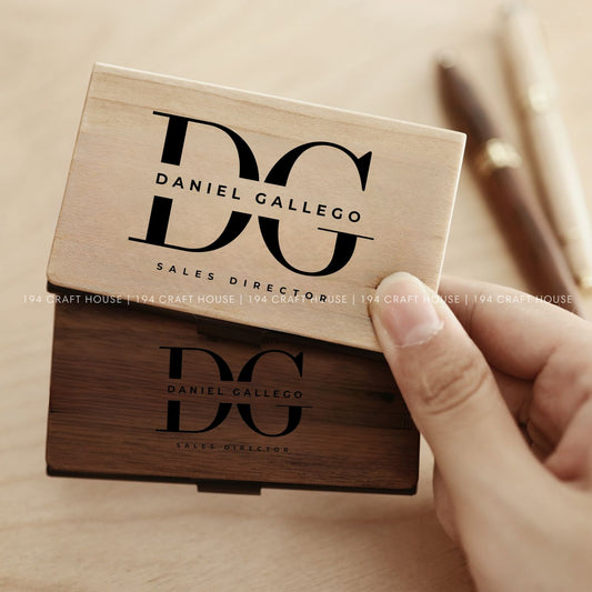 Engraved Wooden Business Card Holder Personalized Gift