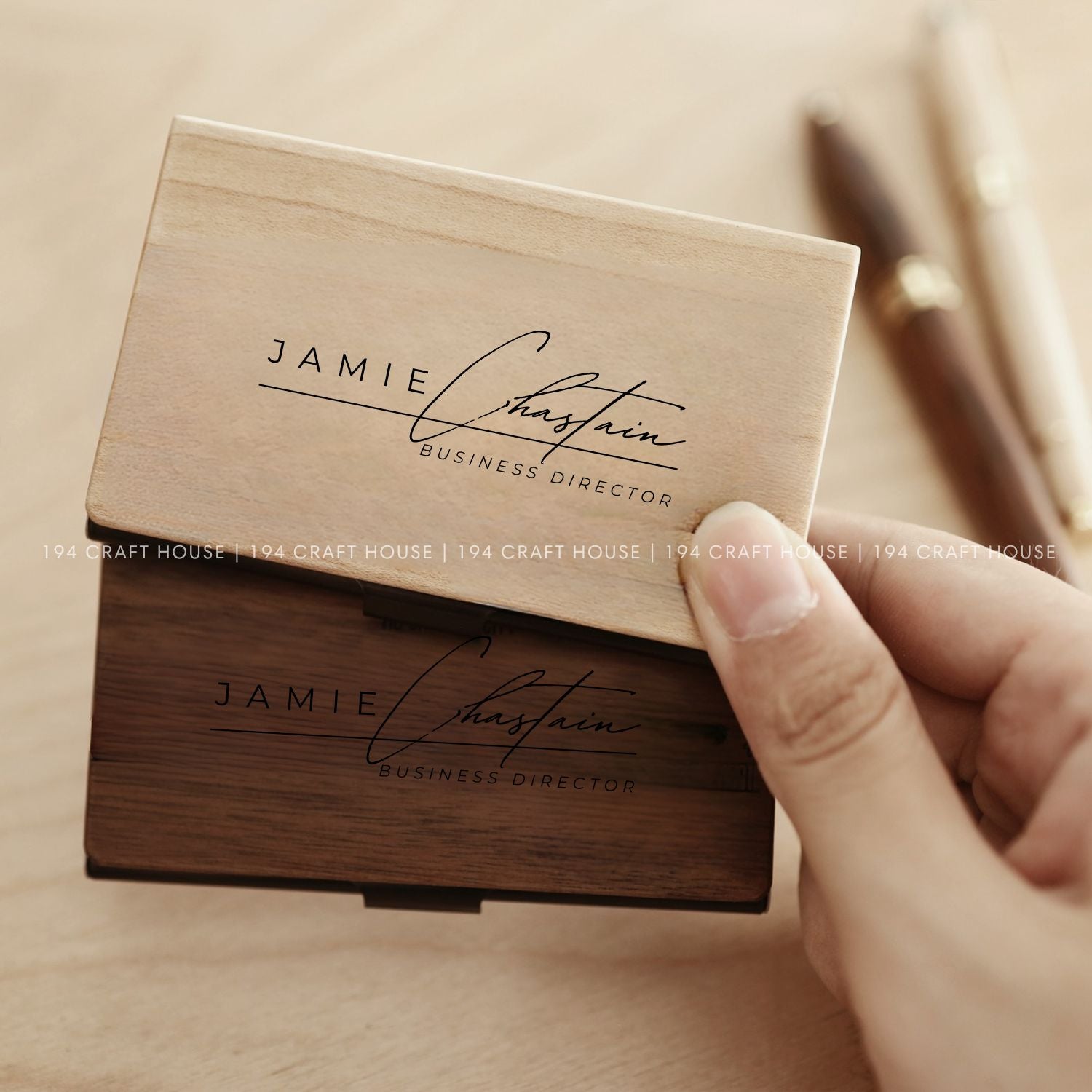 Custom Engraved Name Wooden Business Card Holder Custom Engraved Name Wooden Business Card Holder