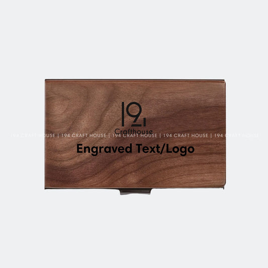 Engraved Walnut Wooden Business Card Case