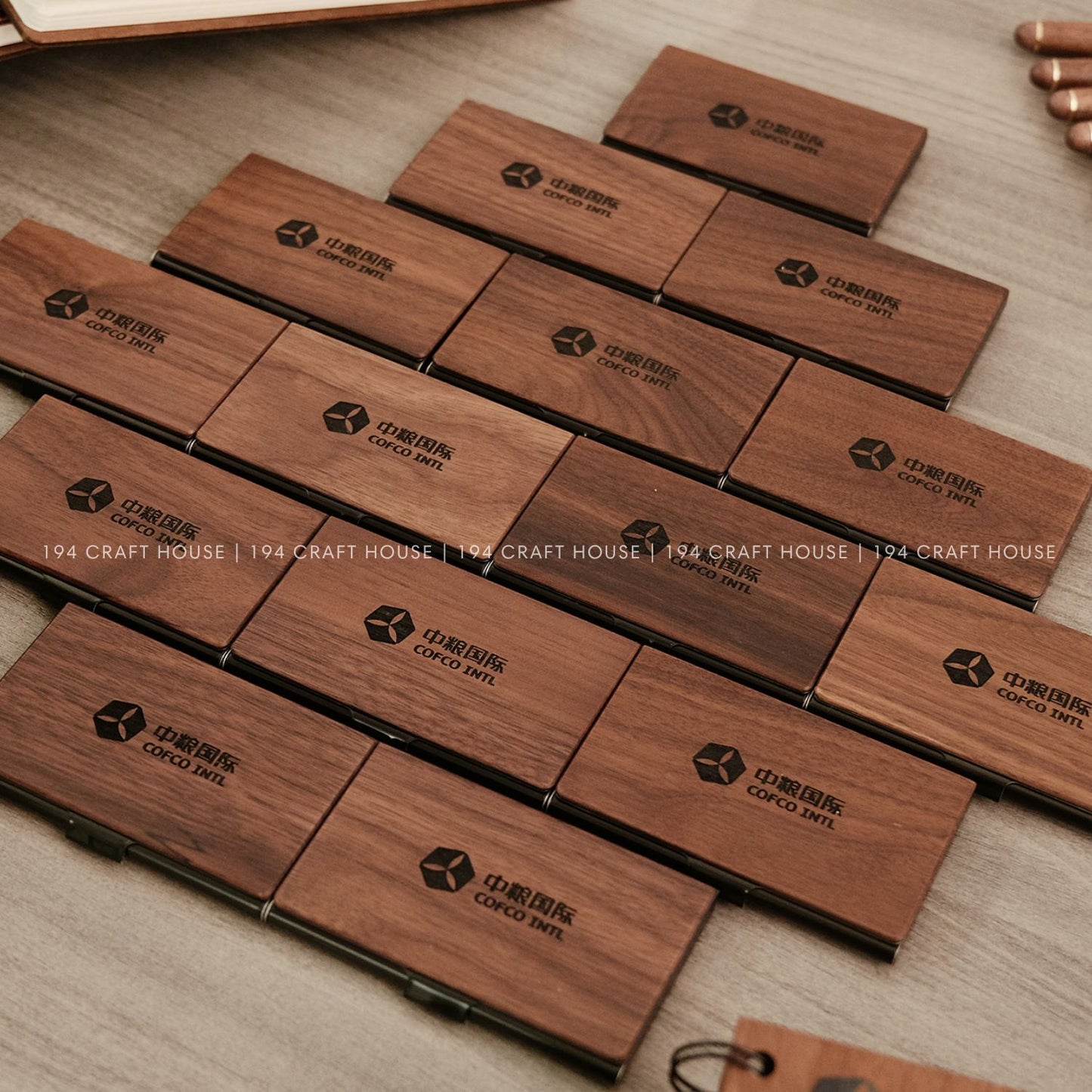 Walnut Business Card Case Engraved Logo