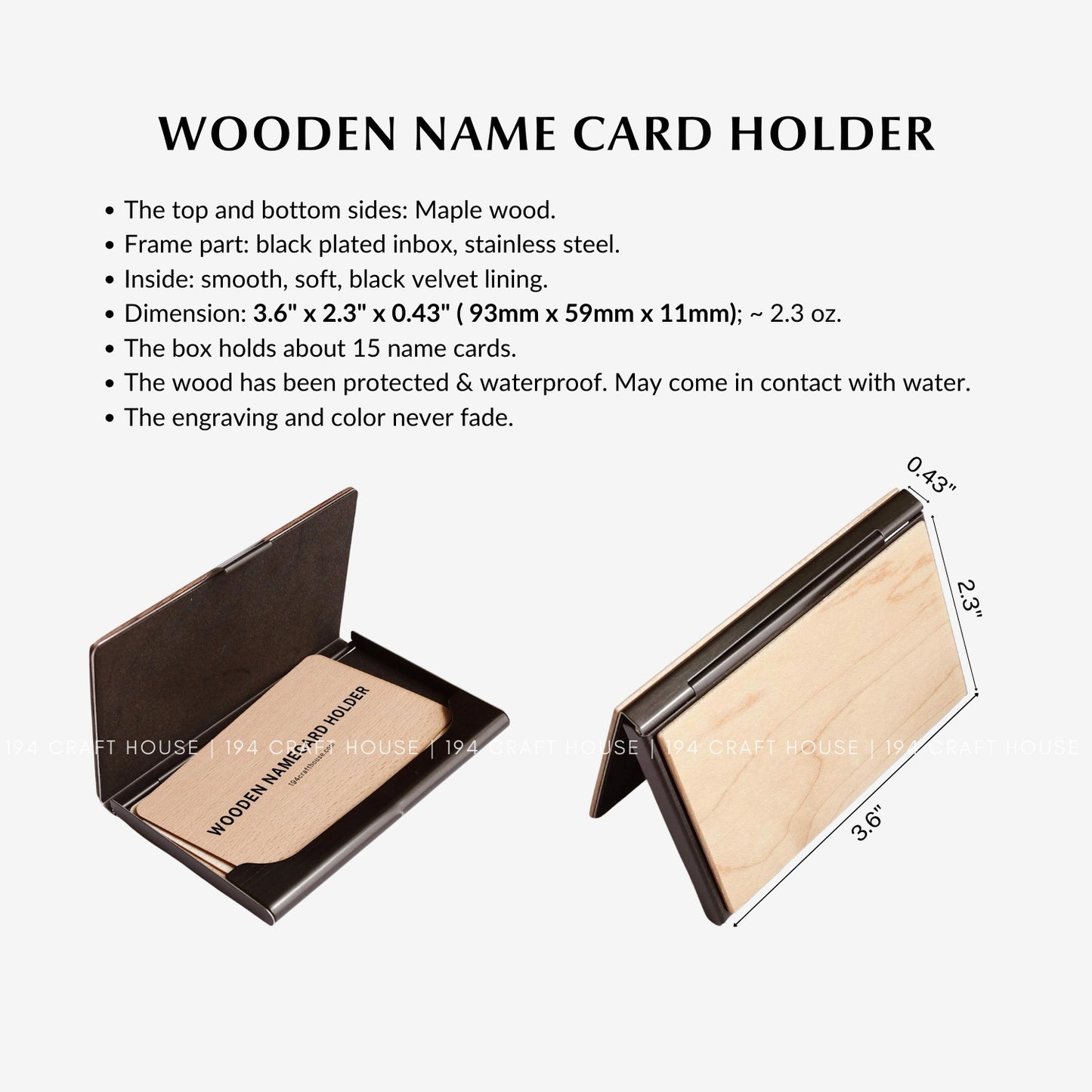 Customize Maple Wooden Business Card Case/Holder