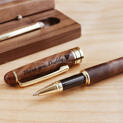 Personalized Walnut Gel Pen And Case Set