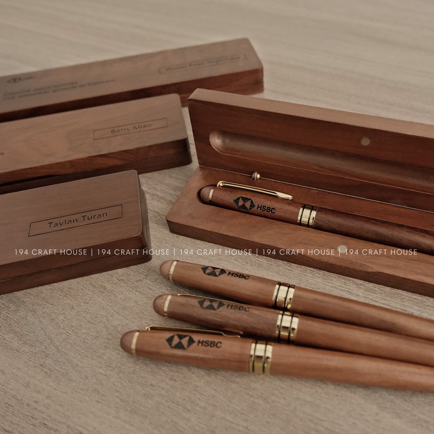 Walnut Wooden Pen and Case Set Personalized Engraved Gift