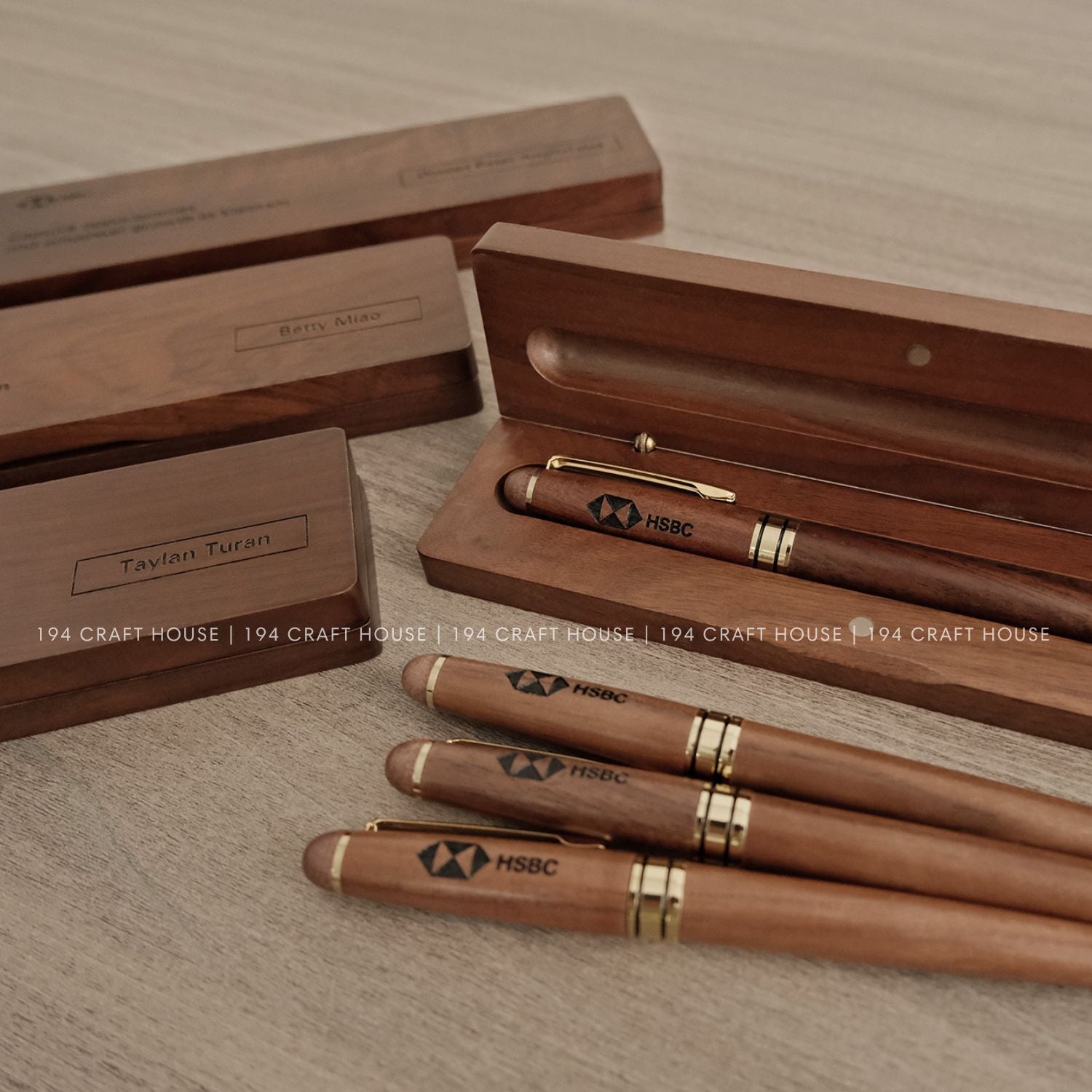 Walnut Wooden Pen and Case Set Personalized Engraved Gift