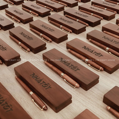 Personalized Walnut Gel Pen And Case Set