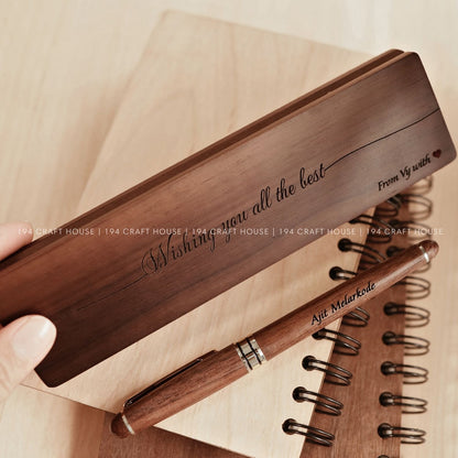 Personalized Walnut Gel Pen And Case Set