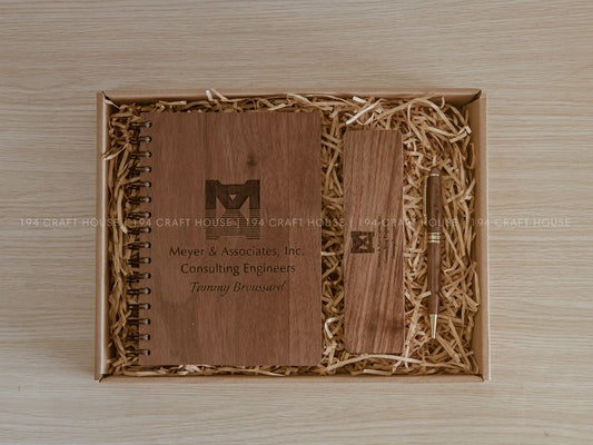 Personalized Notebook and Pen Set: Custom Engraved Name, Logo Gift for Professional, Graduation Gifts, Teach Gifts, or Corporate Gift for Employees Appreciation, Client Gifts