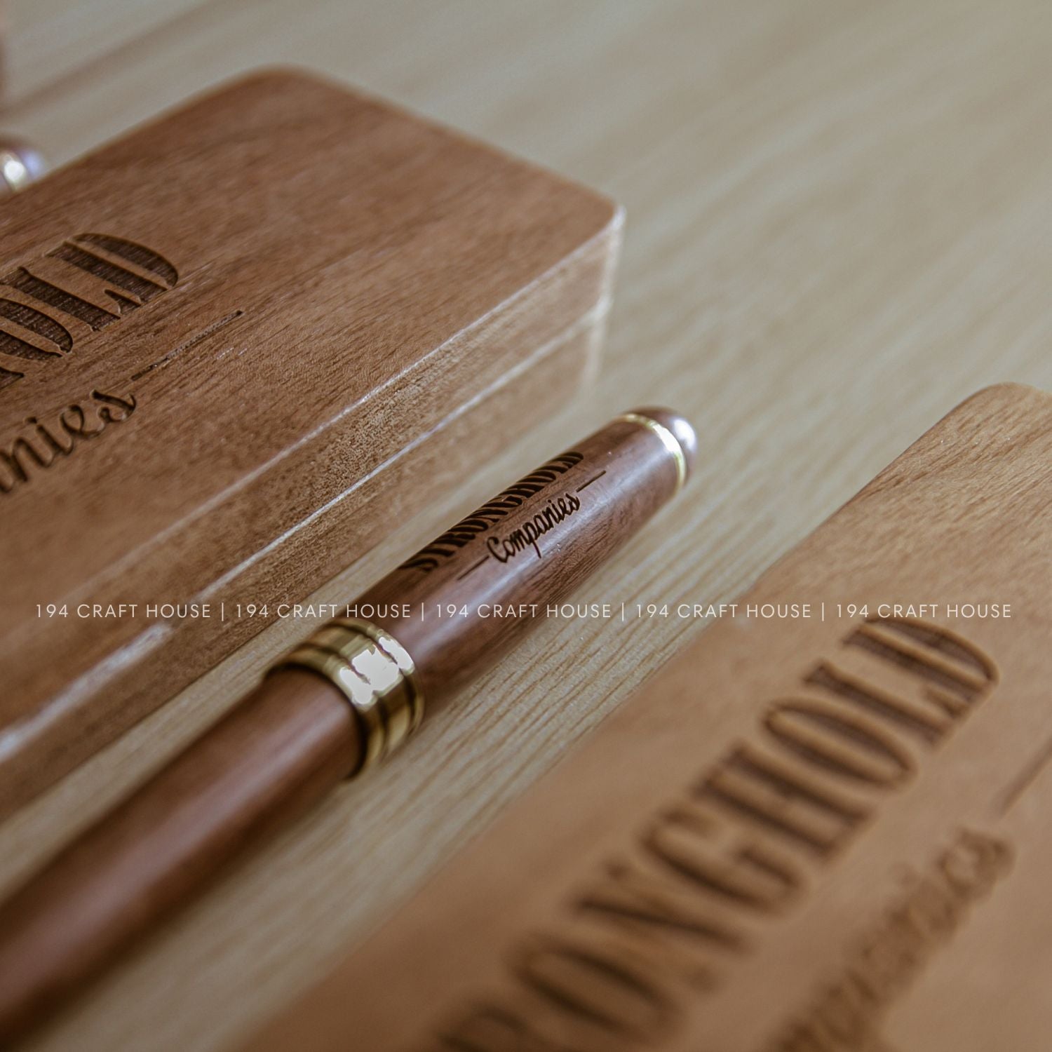 Personalized Walnut Ballpoint Pen With Case Custom Company Logo Engraved 