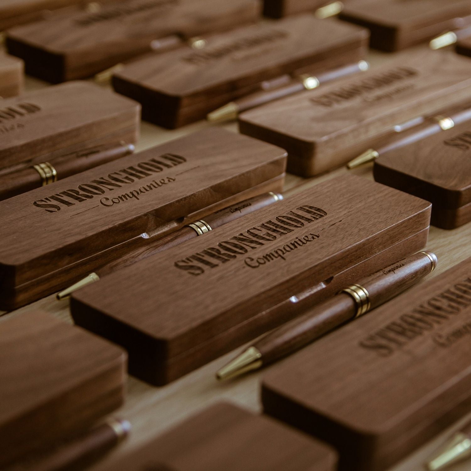 Personalized Walnut Wooden Ballpoint Pen and Case Custom Company Logo Engraved Gift