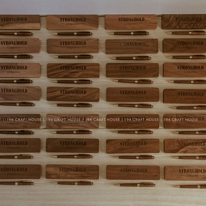 Personalized Wooden Notebook and Pen Set Custom Company Logo Engraved