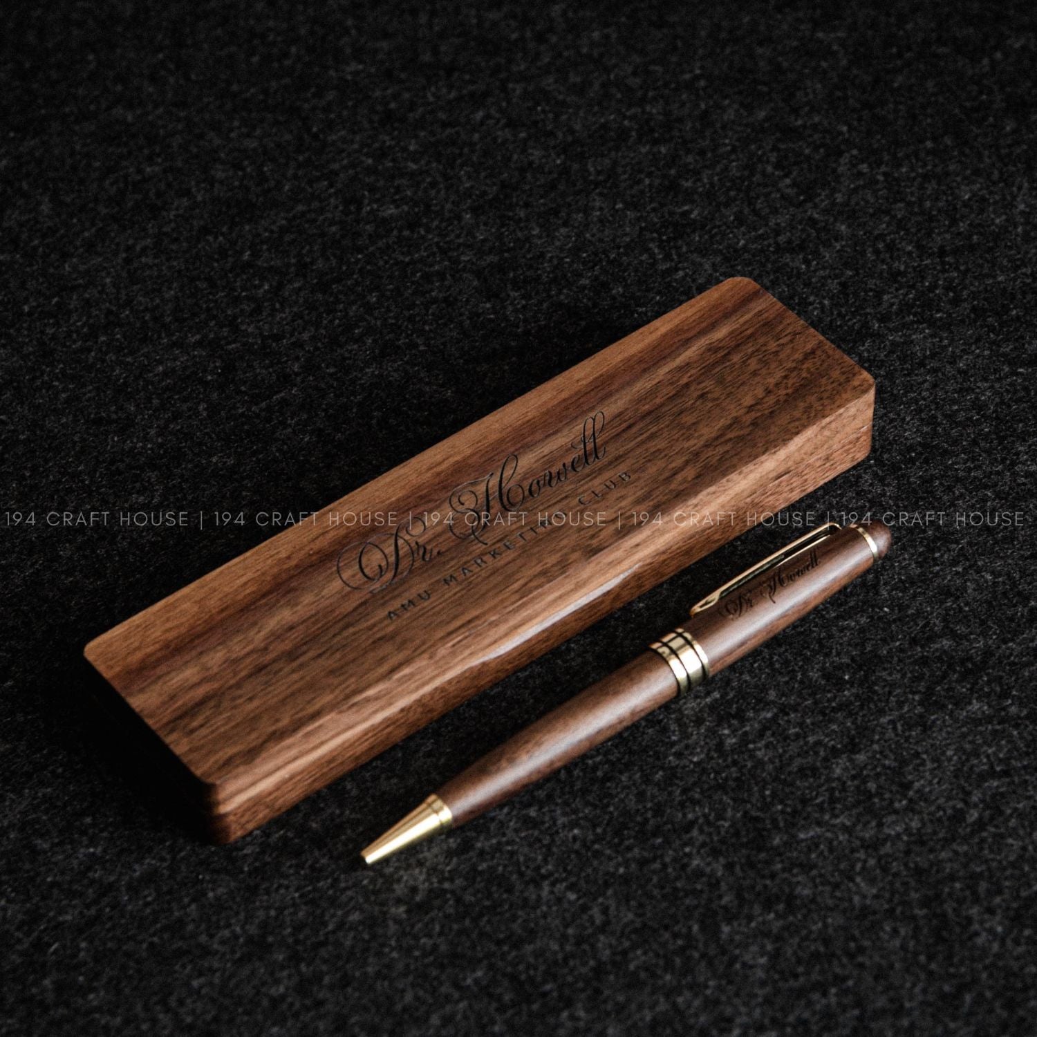 Custom Company Logo Engraved Wooden Pen and Case Set Personalized Corporate Gifts
