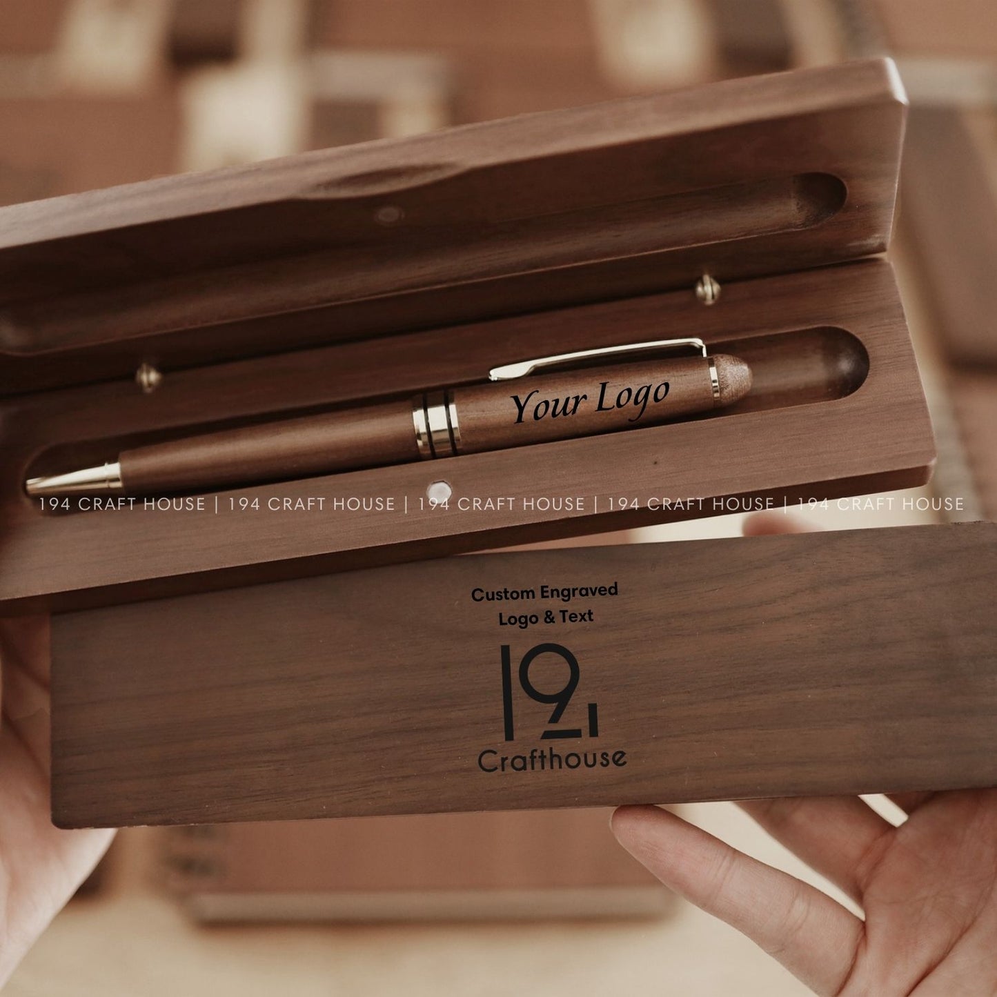 Walnut Ballpoint Pen And Case Set Corporate Gift