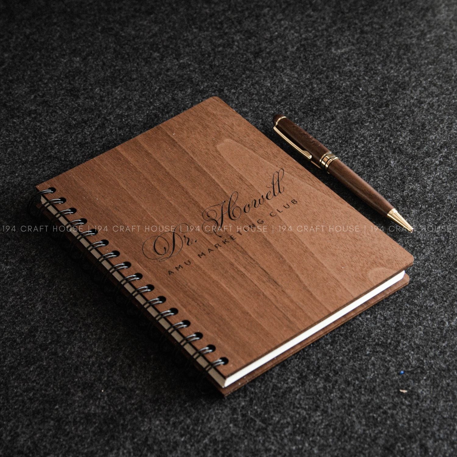 Custom Company Logo Engraved Wooden Pen Set and Notebook Personalized Corporate Gifts
