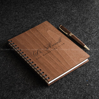 Custom Company Logo Engraved Wooden Pen Set and Notebook Personalized Corporate Gifts