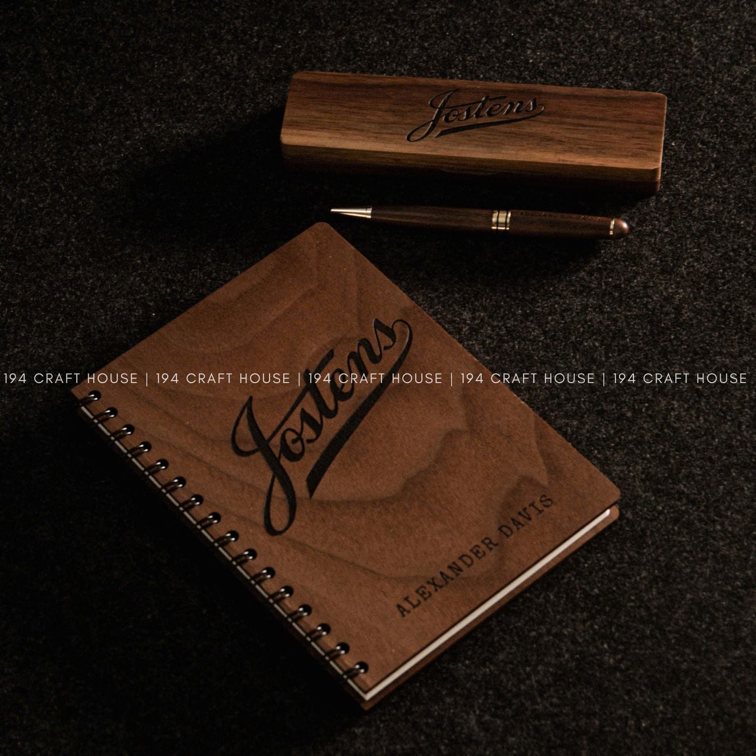 Custom Company Logo Engraved Wooden Pen Set and Notebook Personalized Corporate Gifts