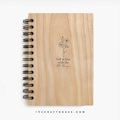 Fall In Love Engraved Wooden Notebook A5 Size