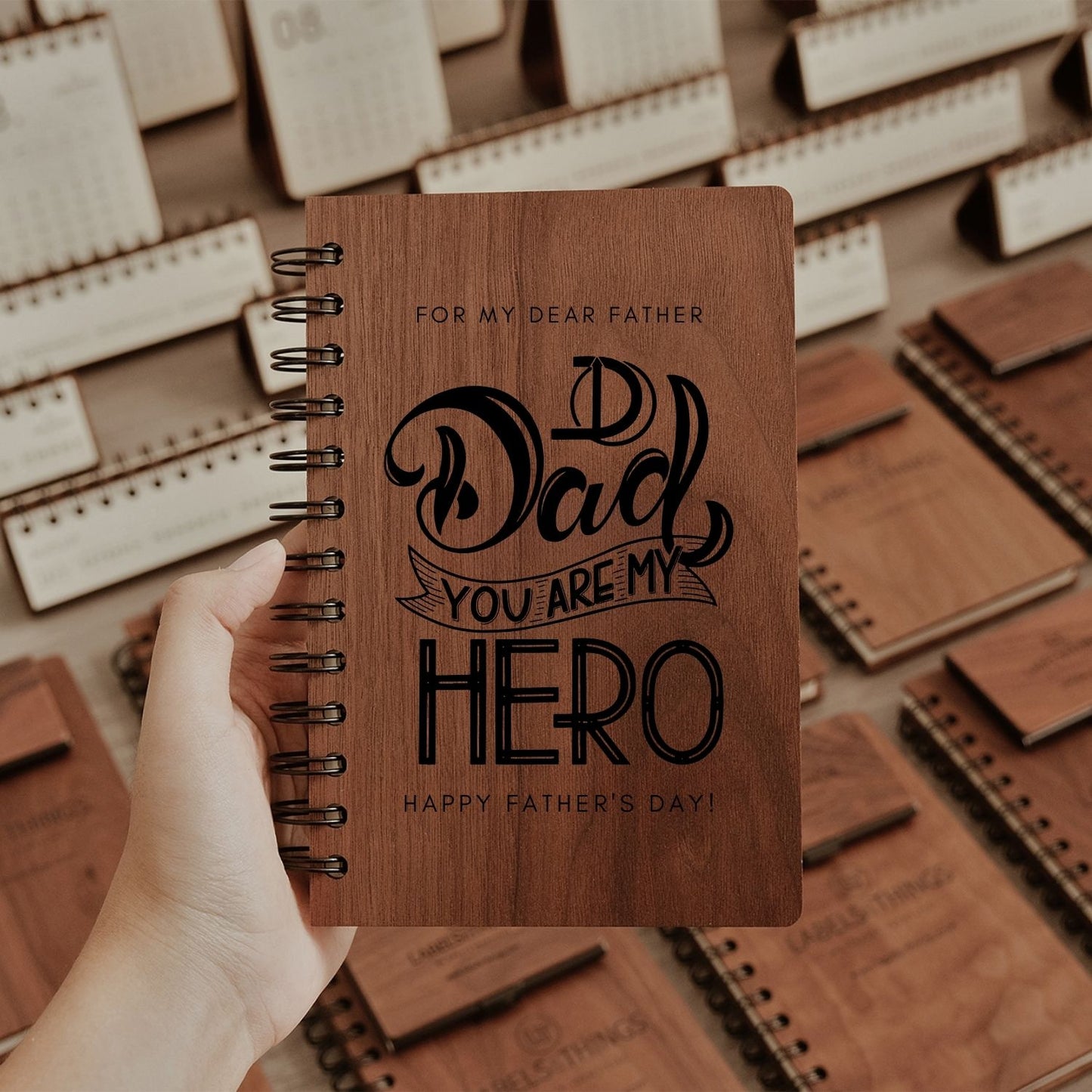Custom Engraved Wooden Notebook Personalized Father's Day Gift for Dad