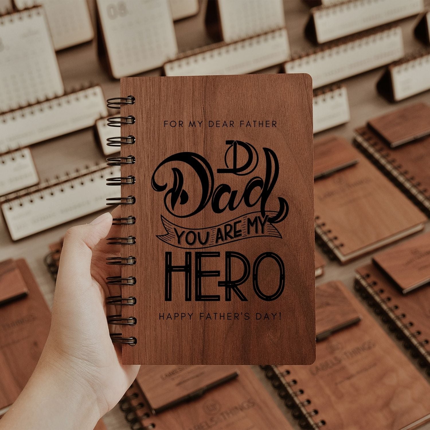 Custom Engraved Wooden Notebook Personalized Father's Day Gift for Dad