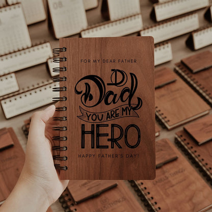 Custom Engraved Wooden Notebook Personalized Father's Day Gift for Dad