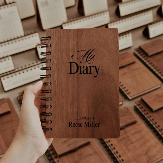 Custom Engraved Wooden Notebook and Pen Set Personalized Father's Day Gift for Dad