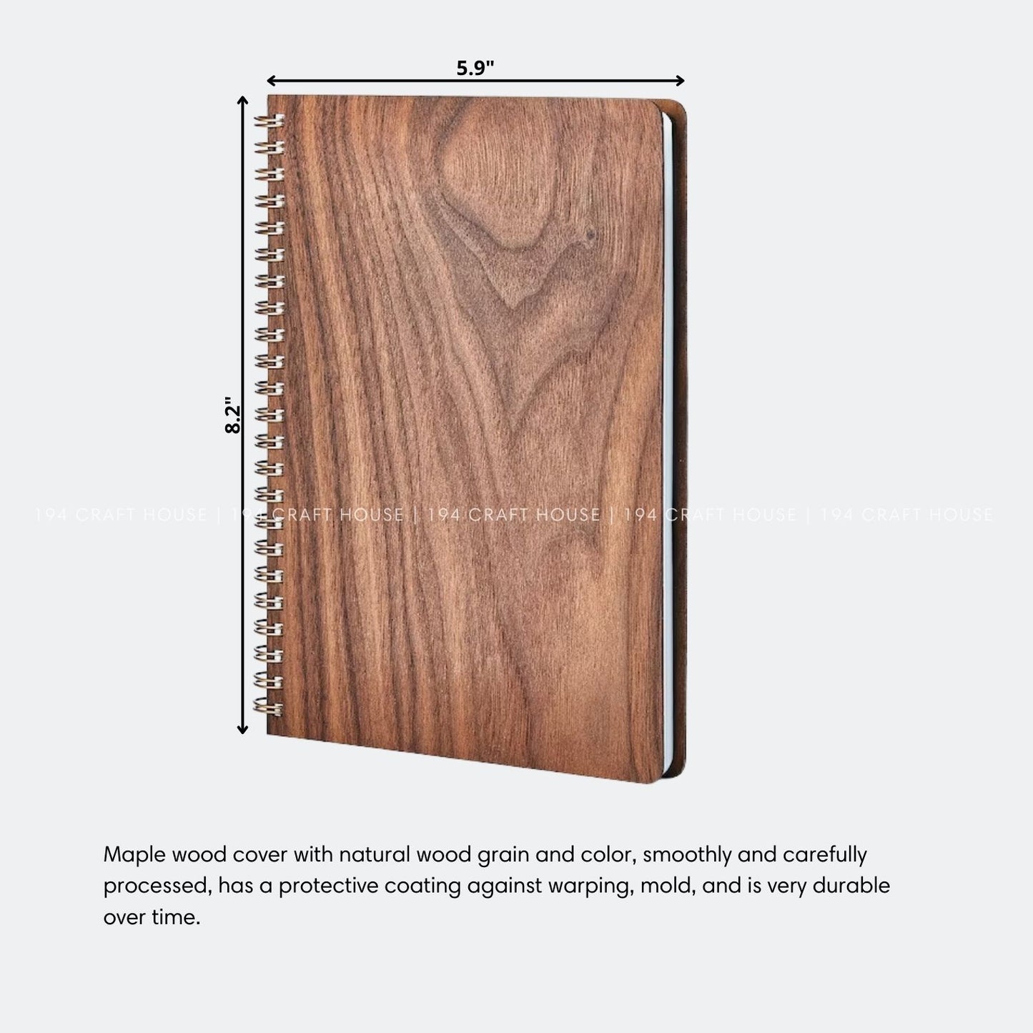 Custom Company Logo Engraved Wooden Sprial Notebook