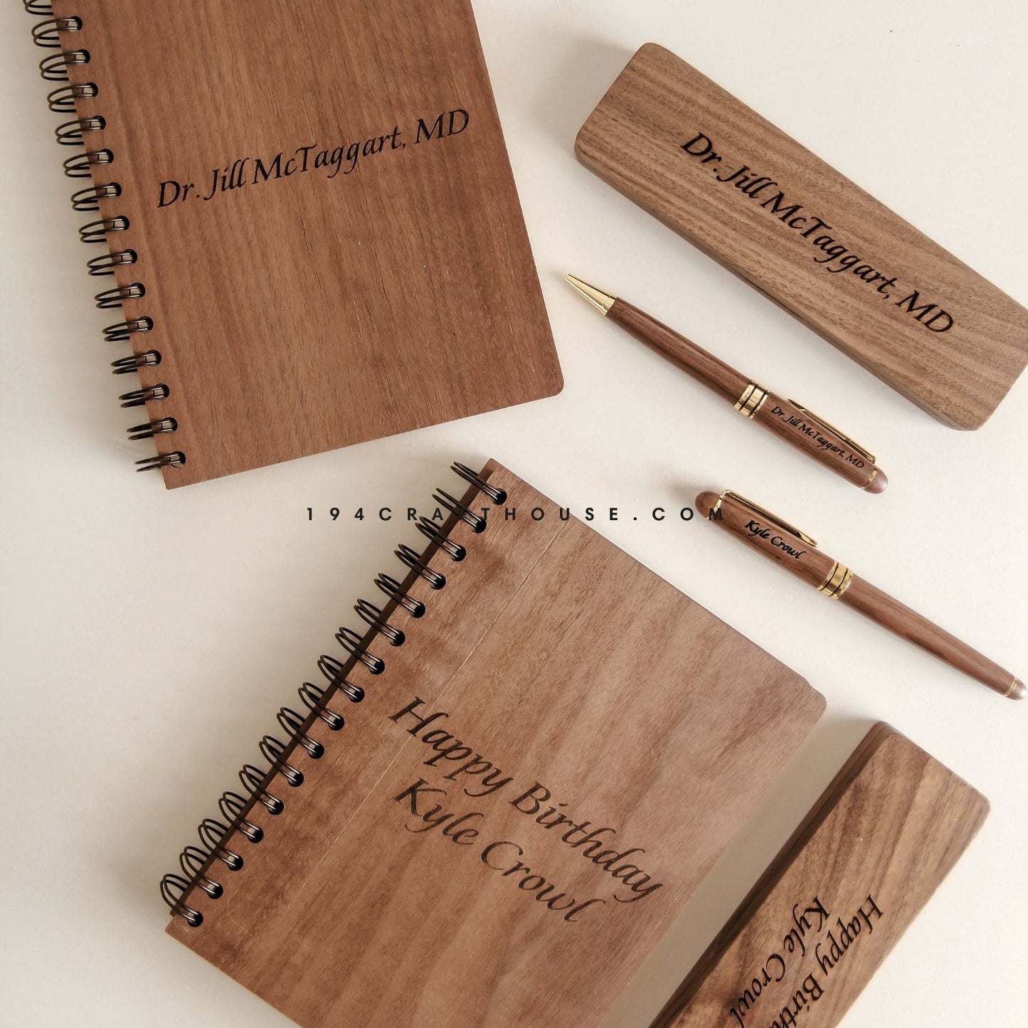 Custom Engraved Walnut Notebook - Father's Day Gifts