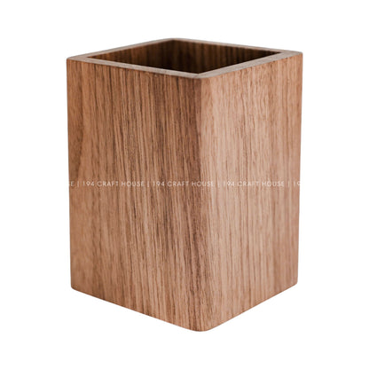 Custom Engraved Walnut Wooden Pen Holders: Personalized Gift for Professional & Logo Corporate Gifts. Minimalist Office Desk Storage & Organizer