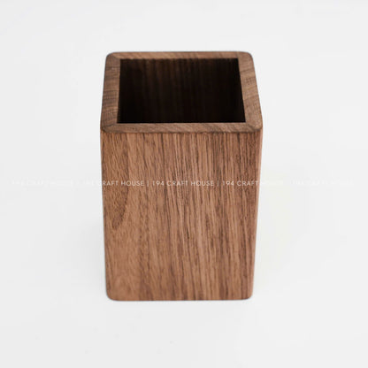 Custom Engraved Walnut Wooden Pen Holders: Personalized Gift for Professional & Logo Corporate Gifts. Minimalist Office Desk Storage & Organizer