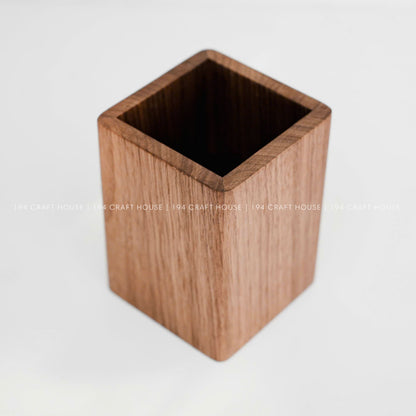 Custom Engraved Walnut Wooden Pen Holders: Personalized Gift for Professional & Logo Corporate Gifts. Minimalist Office Desk Storage & Organizer