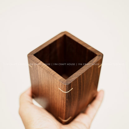 Personalized Walnut Wooden Pen Holder For Desk Custom Engraved Name Gift for Dad, Mom, Teacher, Lawyer, Doctor, Realtor, Company Logo Corporate Gifts for Employees, Executive, New Job Gifts, New Hire Gifts, Welcome Team Gifts, Gift for Clients, Desk Organizer, Minimalist Office Decor, University School Gifts, Engineer Gifts