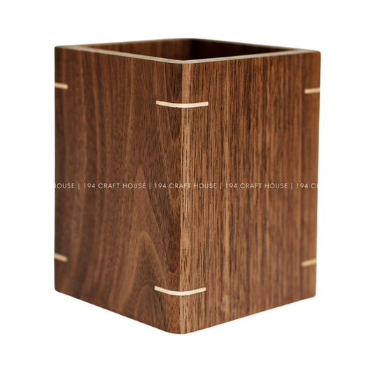Personalized Walnut Wooden Pen Holder For Desk Custom Engraved Name Gift for Dad, Mom, Teacher, Lawyer, Doctor, Realtor, Company Logo Corporate Gifts for Employees, Executive, New Job Gifts, New Hire Gifts, Welcome Team Gifts, Gift for Clients, Desk Organizer, Minimalist Office Decor, University School Gifts, Engineer Gifts