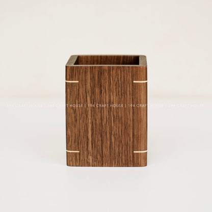 Personalized Walnut Wooden Pen Holder For Desk Custom Engraved Name Gift for Dad, Mom, Teacher, Lawyer, Doctor, Realtor, Company Logo Corporate Gifts for Employees, Executive, New Job Gifts, New Hire Gifts, Welcome Team Gifts, Gift for Clients, Desk Organizer, Minimalist Office Decor, University School Gifts, Engineer Gifts