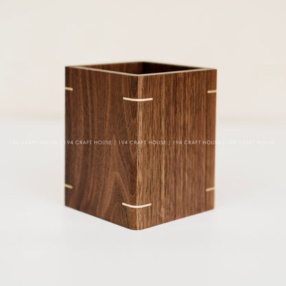 Personalized Walnut Wooden Pen Holder For Desk Custom Engraved Name Gift for Dad, Mom, Teacher, Lawyer, Doctor, Realtor, Company Logo Corporate Gifts for Employees, Executive, New Job Gifts, New Hire Gifts, Welcome Team Gifts, Gift for Clients, Desk Organizer, Minimalist Office Decor, University School Gifts, Engineer Gifts