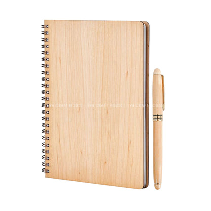 Maple Notebook and Pen Set: Custom Engraved Company Logo, Name, Message for Personalized Gifts, Corporate Gifts for Employees Appreciation, Promotion Gifts, Event Gifts