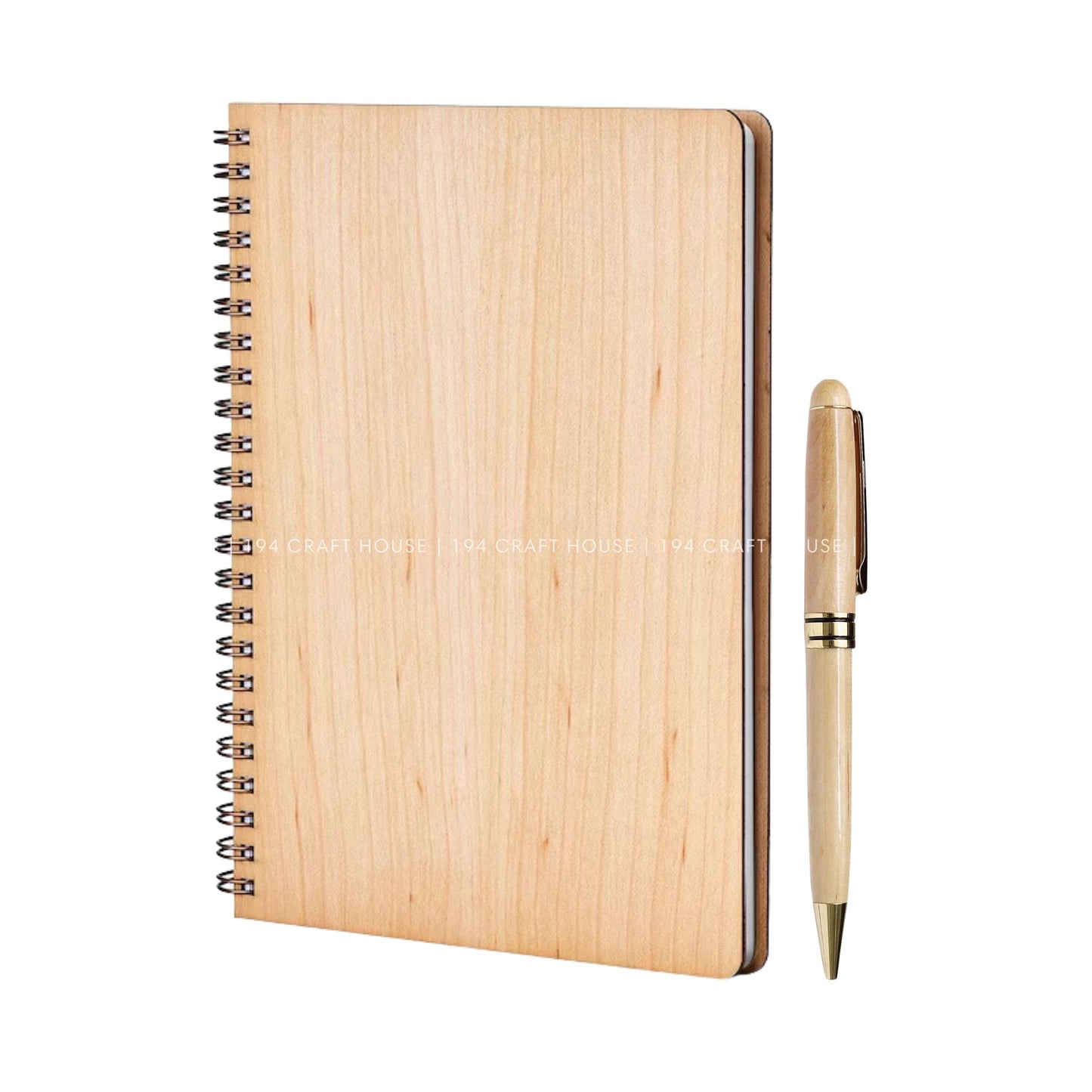 Maple Notebook and Pen Set: Custom Engraved Company Logo, Name, Message for Personalized Gifts, Corporate Gifts for Employees Appreciation, Promotion Gifts, Event Gifts