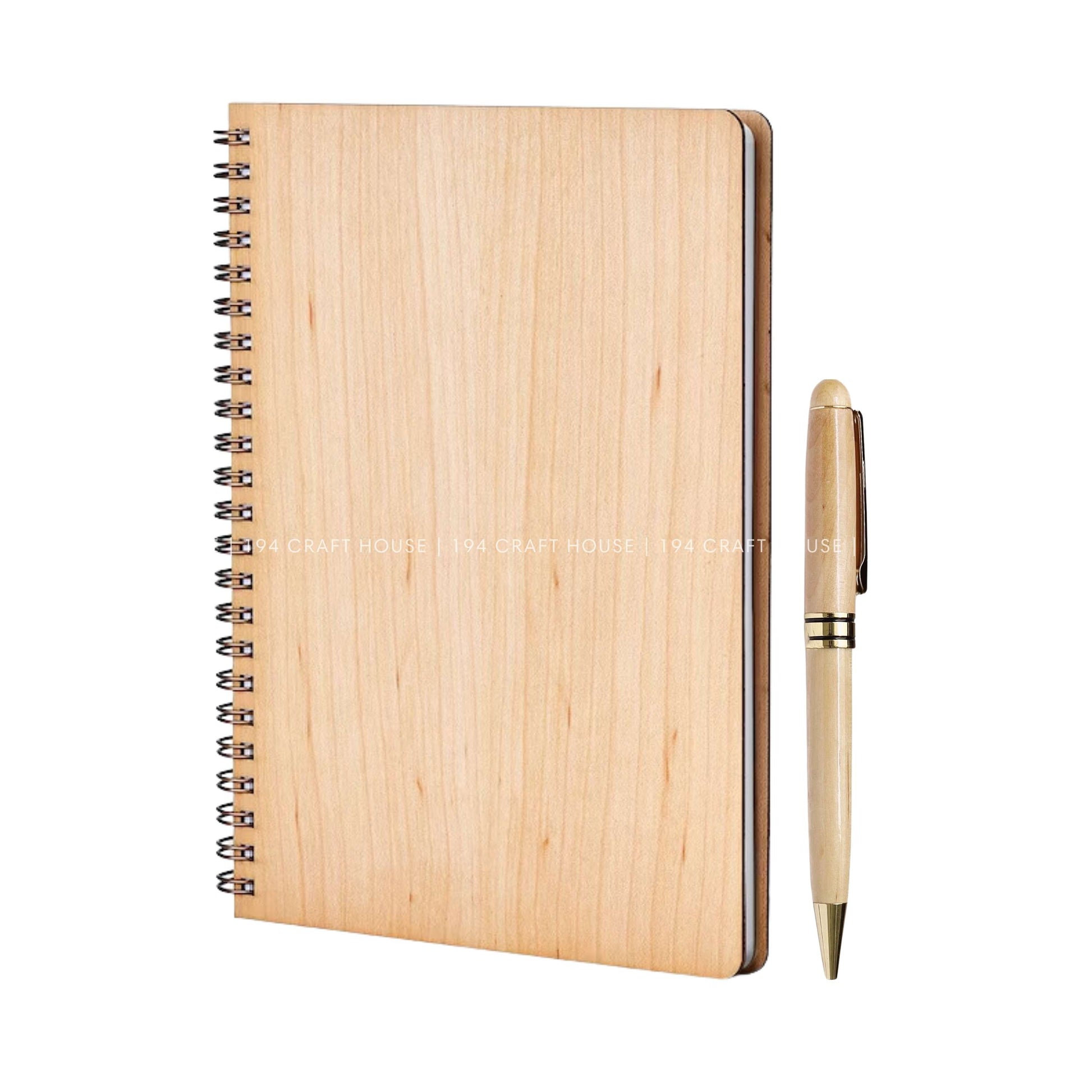 Maple Notebook and Pen Set: Custom Engraved Company Logo, Name, Message for Personalized Gifts, Corporate Gifts for Employees Appreciation, Promotion Gifts, Event Gifts