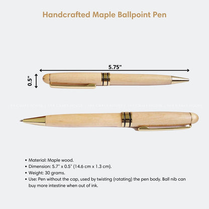 Custom Engraved Maple Wooden Ballpoint Pen