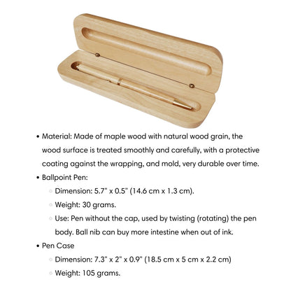 Maple Ballpoint Pen and Case Set Personalized Engraved Gift