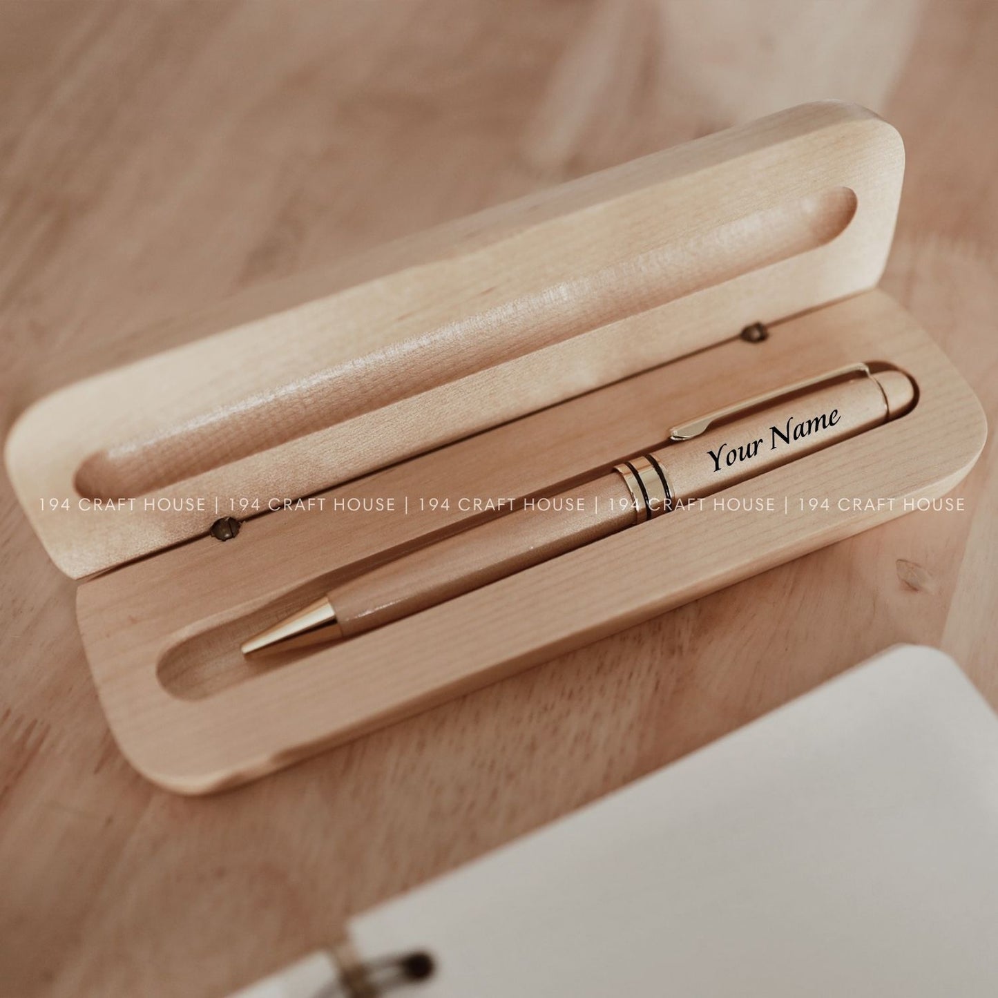 Maple Ballpoint Pen and Case Set Personalized Engraved Gift