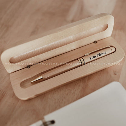 Maple Ballpoint Pen and Case Set Personalized Engraved Gift