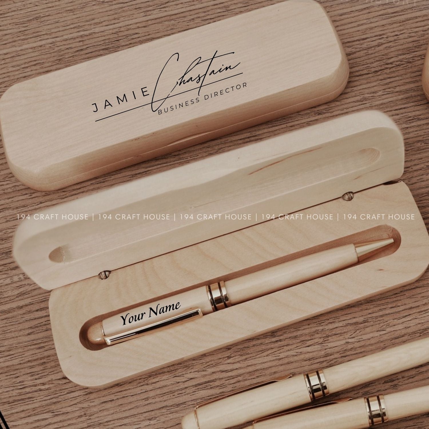Maple Wooden Ballpoint Pen And Case Personalized Engraved Gift
