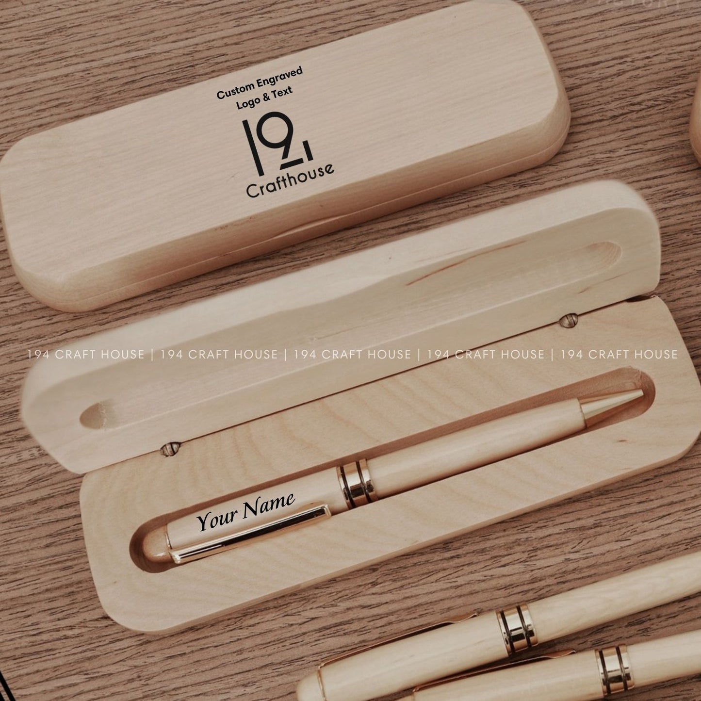 Maple Ballpoint Pen And Case Set Engraved Logo