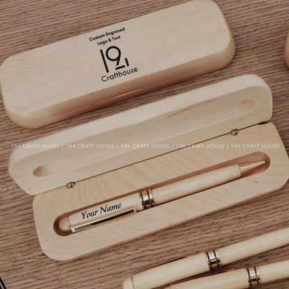 Maple Ballpoint Pen And Case Set Engraved Logo