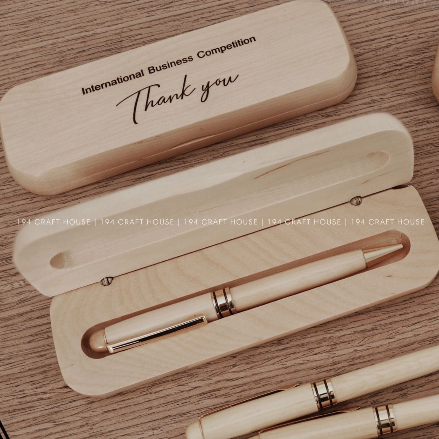 Engraved Logo Wooden Pen Box Personalized Corporate Gift