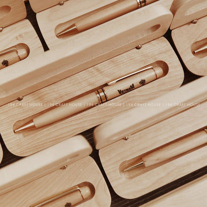 Personalized Maple Ballpoint Pen and Case Set