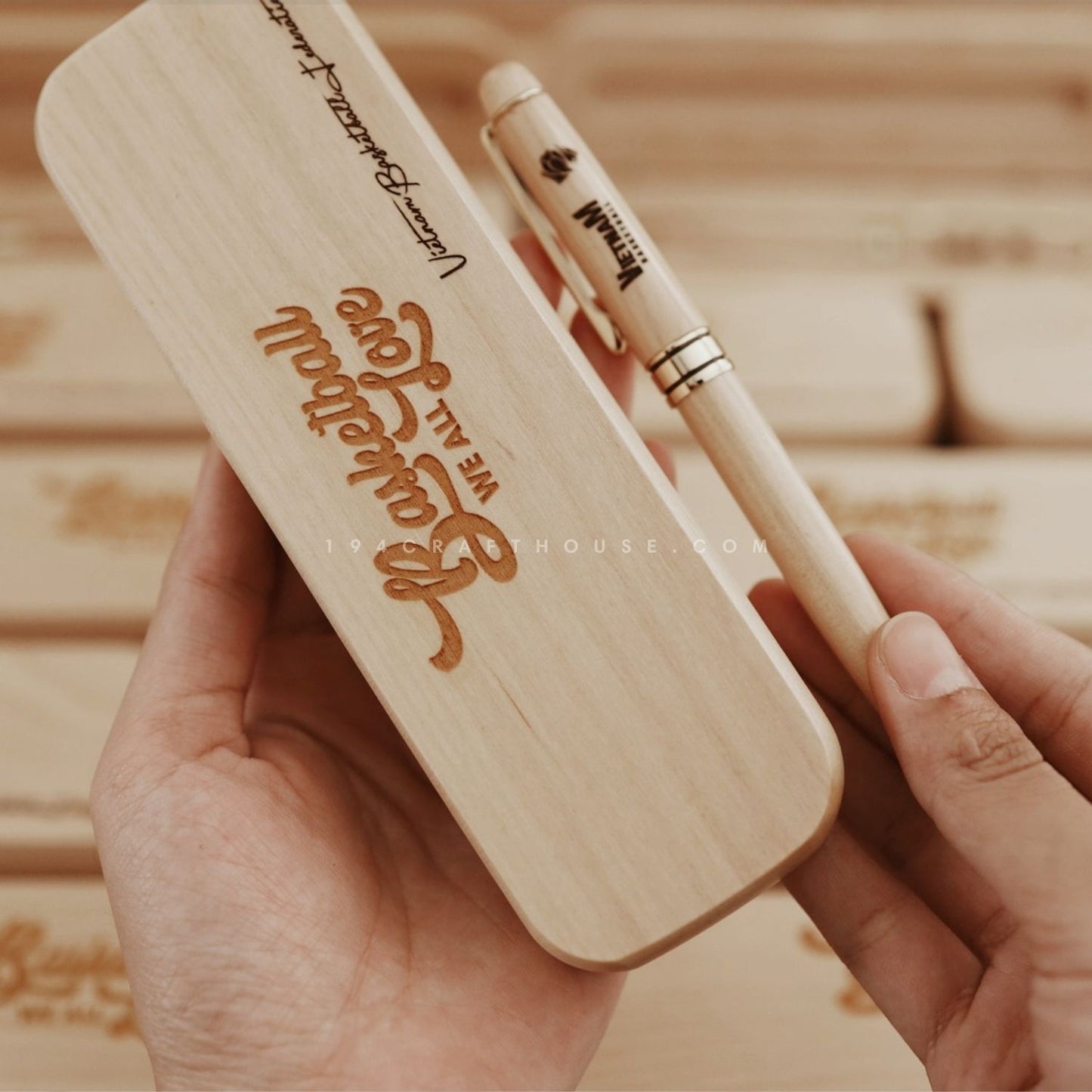 Personalized Maple Fountain Pen And Case Set