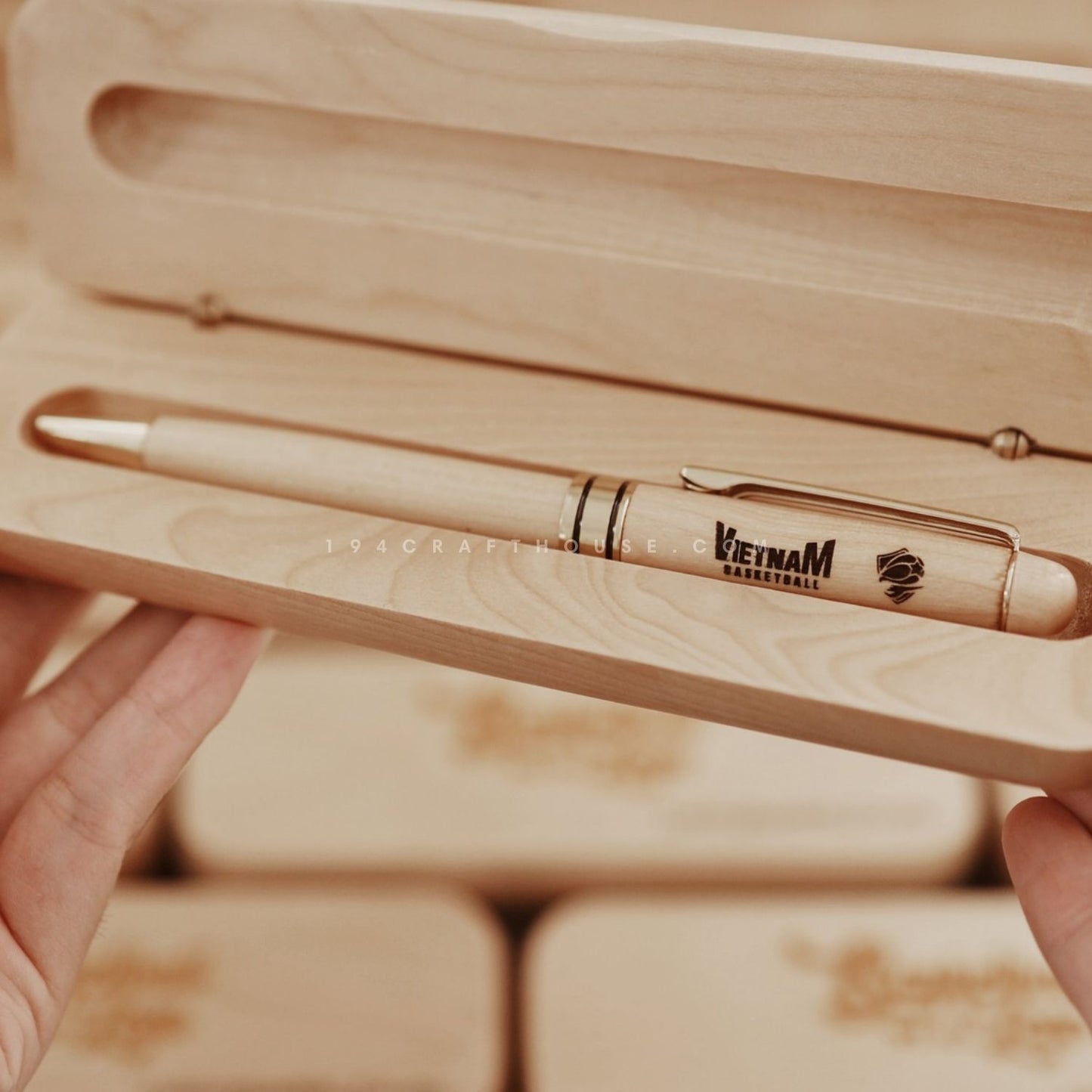 Personalized Maple Ballpoint Pen and Case Set