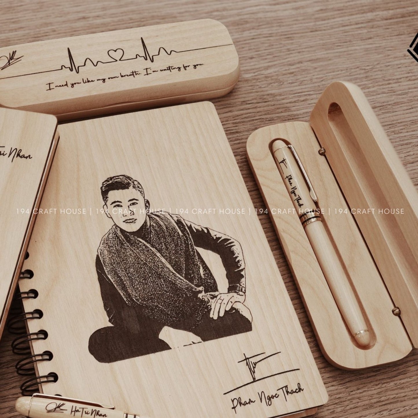 Personalized Maple Fountain Pen And Case Set