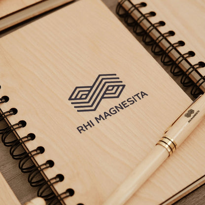 Maple Wooden Pen and Notebook Set - Custom Logo Engraved Personalized Corporate Gift