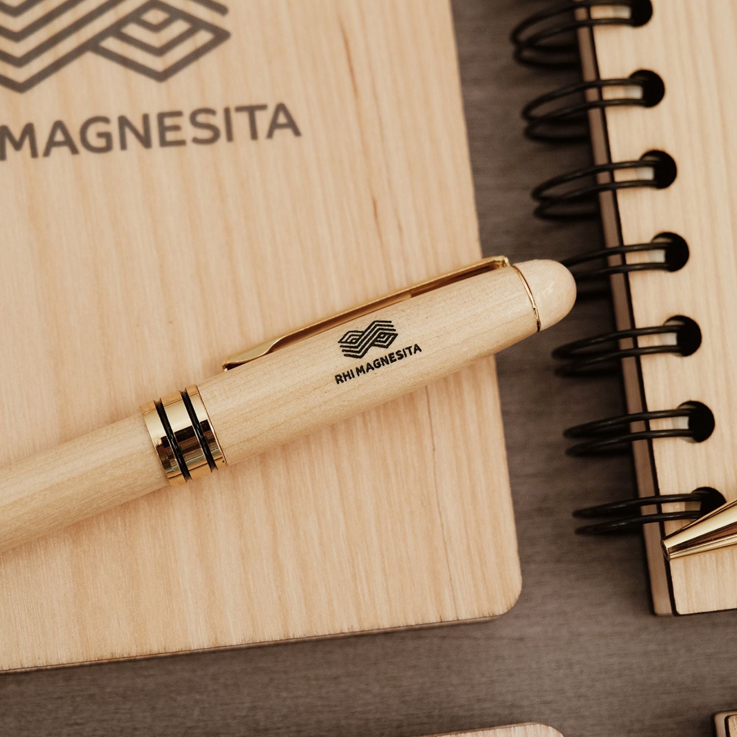 Maple Wooden Pen and Notebook Set - Custom Logo Engraved Personalized Corporate Gift